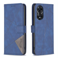 For OPPO A78 5G Magnetic Buckle Rhombus Texture Leather Phone Case(Blue)