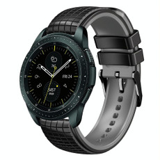 For Samsung Galaxy Watch 42mm 20mm Mesh Two Color Silicone Watch Band(Black Gray)