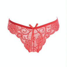 3pcs Sexy Lace Flower Triangle Pants Ladies Bow Low-Waisted Thong(Watermelon Red) 3pcs Sexy Lace Flower Triangle Pants Ladies Bow Low-Waisted Thong(Watermelon Red)