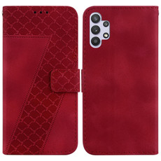 For Samsung Galaxy A32 5G 7-shaped Embossed Leather Phone Case(Red)
