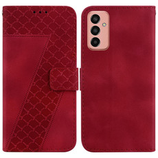 For Samsung Galaxy M13 4G 7-shaped Embossed Leather Phone Case(Red)