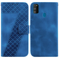 For Samsung Galaxy M30s/M21 7-shaped Embossed Leather Phone Case(Blue)