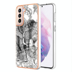 For Samsung Galaxy S21+ 5G Electroplating Marble Dual-side IMD Phone Case(Totem Elephant)