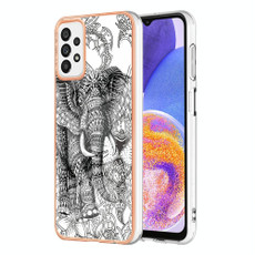 For Samsung Galaxy A73 5G Electroplating Marble Dual-side IMD Phone Case(Totem Elephant)