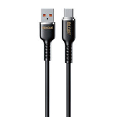 WK WDC-09a 6A USB to USB-C/Type-C Silicone Data Cable, Length: 1.2m(Black)