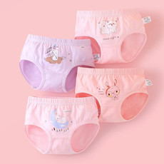 Soft And Comfortable Children Underwear High Stretch Cotton Girls Briefs, Size: XXXXL(Moon Bunny+Rabbit)