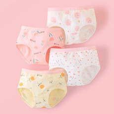 Soft And Comfortable Children Underwear High Stretch Cotton Girls Briefs, Size: L(Rose+Smiley Cloud)