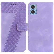 For Motorola Moto E22/E22i 7-shaped Embossed Leather Phone Case(Purple)