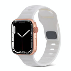For Apple Watch 3 38mm Square Buckle Stripes Silicone Watch Band(White)