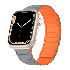 For Apple Watch 6 40mm Magnetic Loop Silicone Watch Band(Grey Orange)