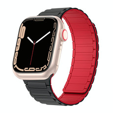 For Apple Watch 4 40mm Magnetic Loop Silicone Watch Band(Black Red)