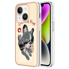 For iPhone 14 Electroplating Marble Dual-side IMD Phone Case(Lucky Dog)
