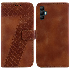 For Tecno Spark 8 Pro 7-shaped Embossed Leather Phone Case(Brown)