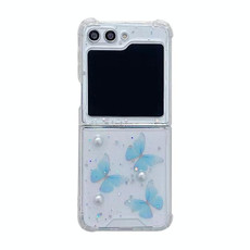 For Samsung Galaxy Z Flip5 Butterfly Glitter TPU Phone Case(Light Blue)