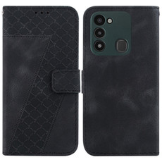 For Tecno Spark Go 2022/Spark 8C 7-shaped Embossed Leather Phone Case(Black)