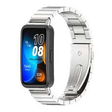 For Huawei Band 8 Mijobs Three Bead Bamboo Stainless Steel Watch Band(Bamboo Silver) For Huawei Band 8 Mijobs Three Bead Bamboo Stainless Steel Watch Band(Bamboo Silver)