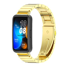 For Huawei Band 8 Mijobs Three Bead Bamboo Stainless Steel Watch Band(Bamboo Gold) For Huawei Band 8 Mijobs Three Bead Bamboo Stainless Steel Watch Band(Bamboo Gold)