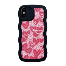 For iPhone XS / X Wavy Lambskin Love TPU Phone Case(Pink)