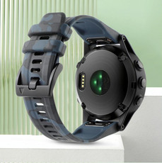 For Garmin Fenix 5 Plus 22mm Camouflage Silicone Watch Band(Camouflage Rock Cyan)