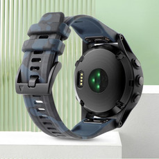 For Garmin Fenix 6 Pro GPS 22mm Camouflage Silicone Watch Band(Camouflage Rock Cyan)