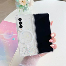 For Samsung Galaxy Z Fold3 Magsafe Glitter TPU Phone Protective Case(White)