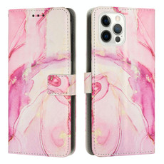 For iPhone 15 Pro Max Painted Marble Pattern Leather Phone Case(Rose Gold)