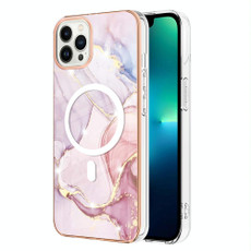 For iPhone 14 Pro Marble Pattern Dual-side IMD Magsafe TPU Phone Case(Rose Gold 005)