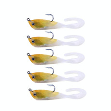 HENGJIA 5pcs/bag 7cm 10g Spinnerbait Soft Bait Pack Lead Fish Fake Bait Curly Tailed Worm Bagged Fish Bait(5)