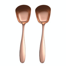2pcs Medium 304 Stainless Steel Spoon Glossy Thickened Flat Head Flat Bottom Serving Spoon, Color: Rose Gold