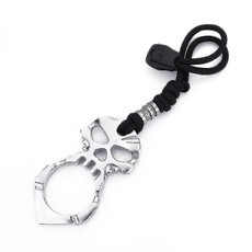 Rose Thorn Single Finger Buckle Self-defense Broken Window Keychain(Silver)