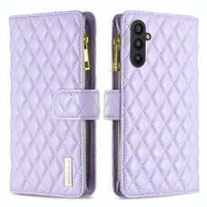 For Samsung Galaxy A25 5G Diamond Lattice Zipper Wallet Leather Flip Phone Case(Purple)