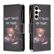 For Samsung Galaxy S23 FE 5G Colored Drawing Pattern Zipper Leather Phone Case(Bear)