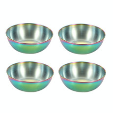 4pcs/set Stainless Steel Circular Dipped Dishes Seasoning Gastric Dish, Color: Colorful