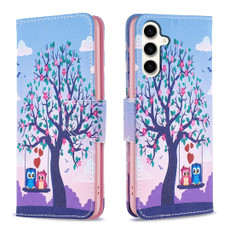 For Samsung Galaxy S23 FE 5G Colored Drawing Pattern Leather Phone Case(Owl)