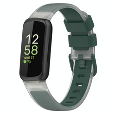 For Fitbit Inspire 3 Two Color Transparent Silicone Watch Band(Green)