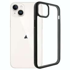 For iPhone 15 Frosted TPU + Transparent PC Phone Case(Black)