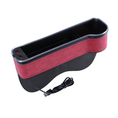 Car Central Control Seat Gap Storage Box with Dual USB Ambient Lights, Color: Suede Wine Red Co-pilot