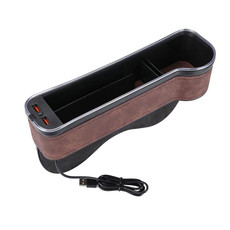Car Central Control Seat Gap Storage Box with Dual USB Ambient Lights, Color: Suede Coffee Co-pilot