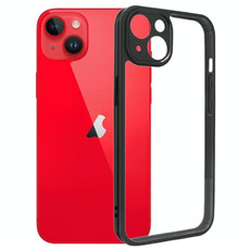 For iPhone 14 Plus Frosted TPU + Transparent PC Phone Case(Black)