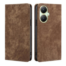 For vivo Y35+ 5G RFID Anti-theft Brush Magnetic Leather Phone Case(Brown) For vivo Y35+ 5G RFID Anti-theft Brush Magnetic Leather Phone Case(Brown)