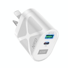 65W GAN PD + QC3.0 Fast Charger Phone Notebook Computer Universal Charging Head, Plug: AU Plug White