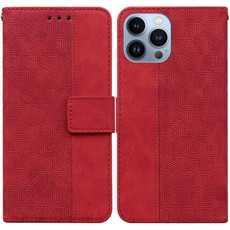 For iPhone 15 Pro Max Geometric Embossed Leather Phone Case(Red)