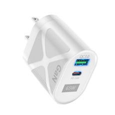 65W GAN PD + QC3.0 Fast Charger Phone Notebook Computer Universal Charging Head, Plug: US Plug White