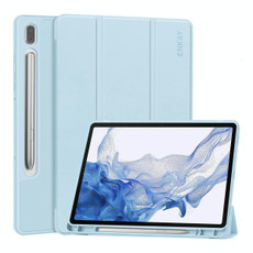 For Samsung Galaxy Tab S9 ENKAY Tri-fold Custer Leather TPU Bottom Smart Case with Pen Slot(Light Blue) For Samsung Galaxy Tab S9 ENKAY Tri-fold Custer Leather TPU Bottom Smart Case with Pen Slot(Light Blue)