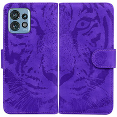 For Motorola Edge 40 Pro Tiger Embossing Pattern Leather Phone Case(Purple)
