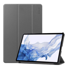 For Samsung Galaxy Tab S9 ENKAY Tri-fold Custer Texture Leather Smart Tablet Case(Grey) For Samsung Galaxy Tab S9 ENKAY Tri-fold Custer Texture Leather Smart Tablet Case(Grey)