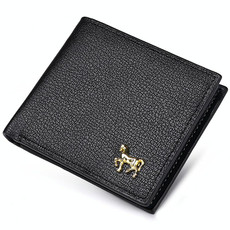 Men Horizontal Wallet Multifunctional Business Tri-fold Card Holder(Black)