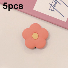 5pcs Silicone Mobile Phone Airbag Bracket Desktop Support Back Paste Phone Ring Buckle Bracket(Small Orange Flower)