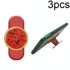 3pcs TPU Cartoon Back Sticker Phone Holder Lazy Ring Buckle Holder(Watermelon Red)
