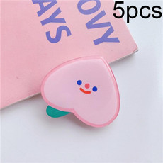 5pcs Cartoon Shape Airbag Ring Holder Epoxy Lazy Desktop Telescopic Phone Holder(Pink Peach)